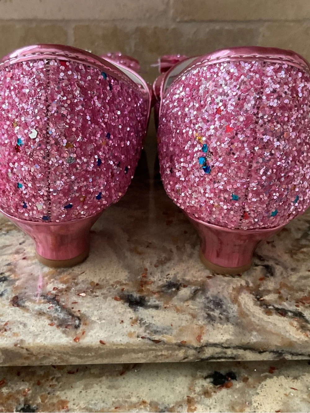 Girls' Pink Glitter Bow Mary Jane Kids Shoes size 2